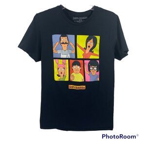 Bob's Burgers Mens Black T-Shirt Medium Family Cartoon Characters Tee